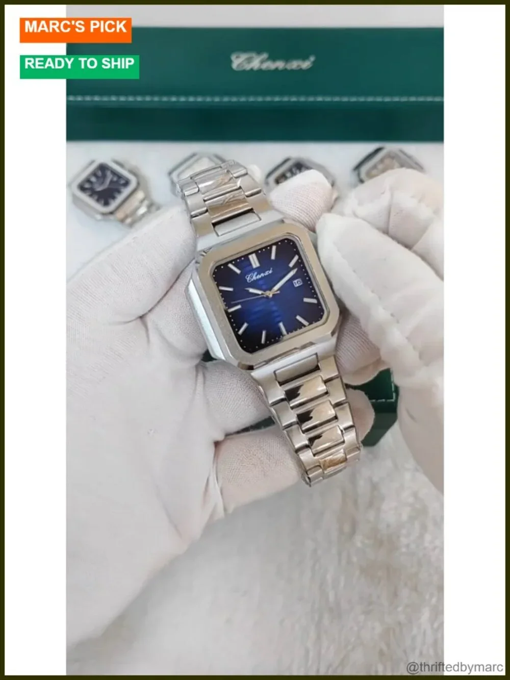 Men's Classic Square Stainless Steel Analog Quartz Dress Watch with Luminous